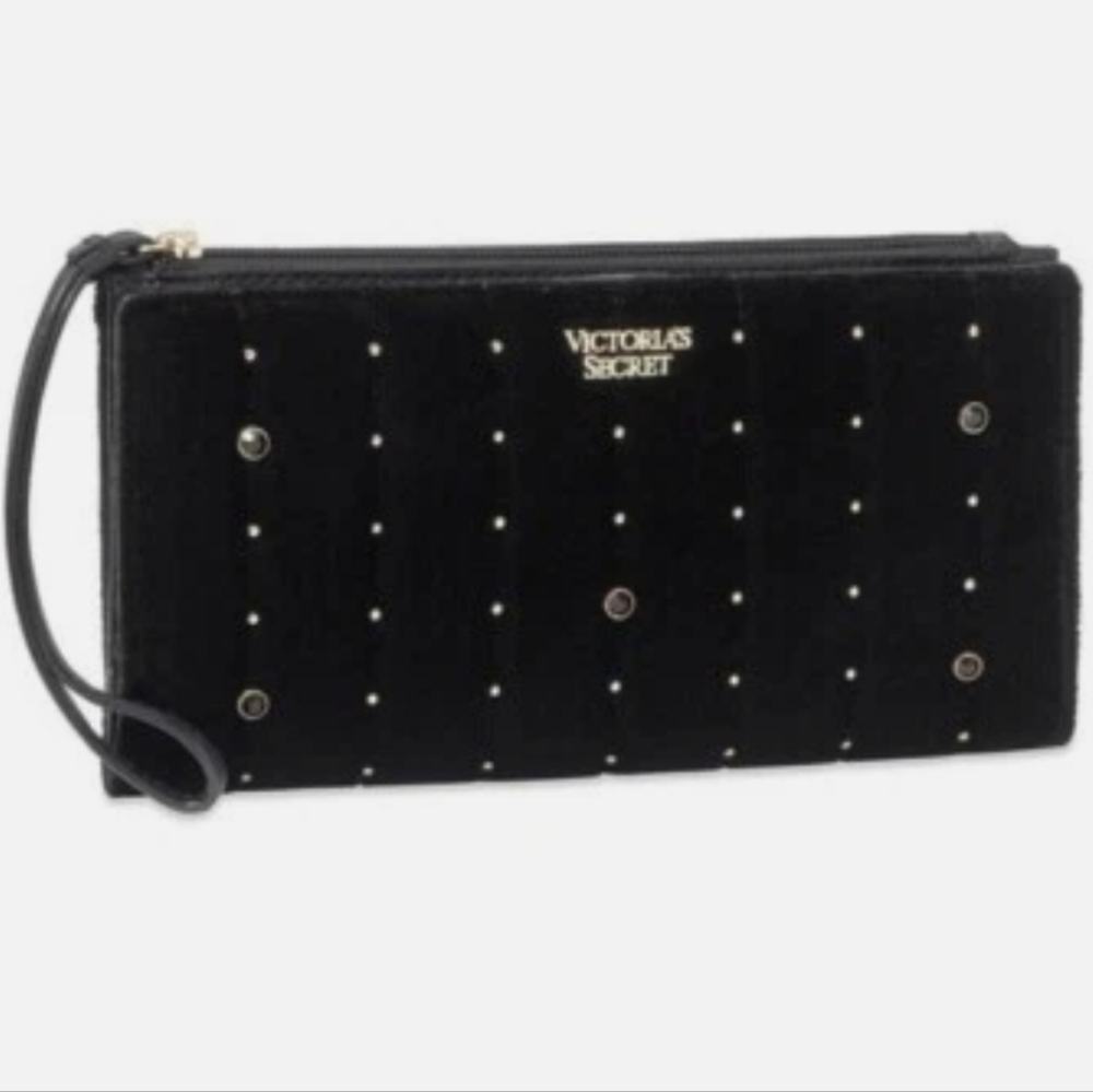 Victoria's Secret Black Studded Wristlet Clutch